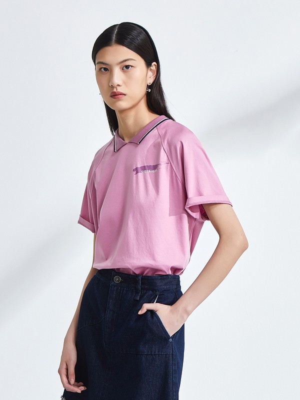 OTT女装2023春夏季粉色T恤