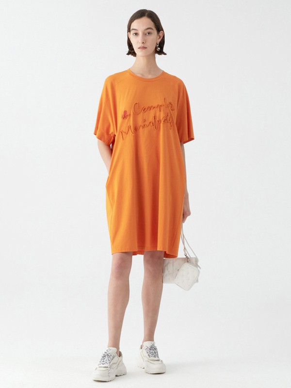 玛丝菲尔女装2023春夏季橙色连衣裙