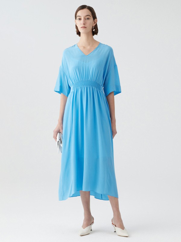 玛丝菲尔女装2023春夏季蓝色连衣裙