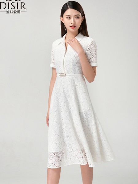 迪丝爱尔女装2023春夏季白色连衣裙