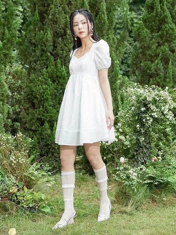 梵凯女装2023秋冬季白色连衣裙