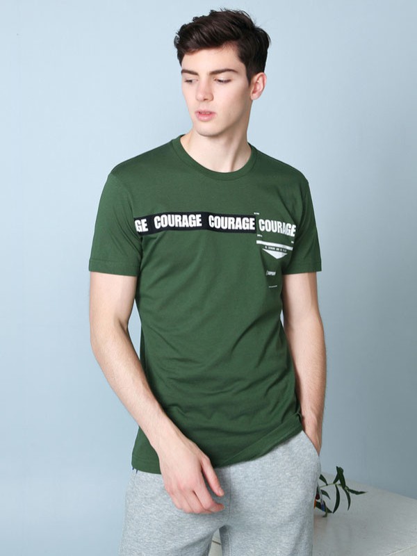 堡狮龙休闲装2023春夏季绿色T恤