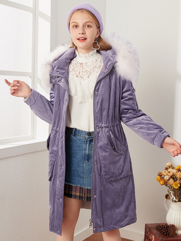 菲妮尔女装2022秋冬季紫色派克服