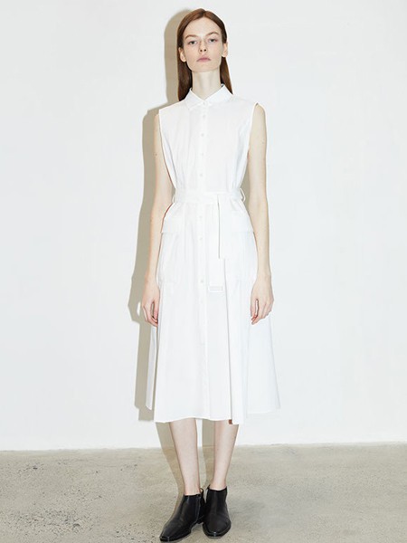 卡利亚里女装2023春夏季白色连衣裙