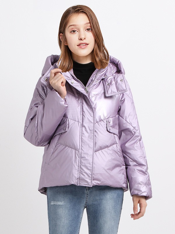 唯唯女装2022秋冬季紫色棉服