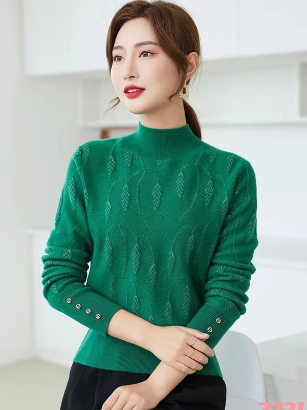 兔中王羊衫毛衫2023秋冬季绿色毛衣