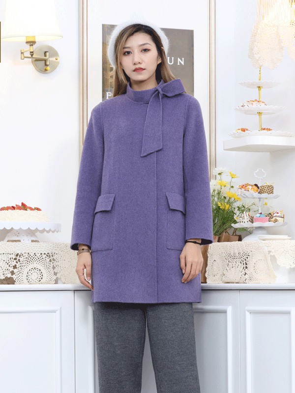 宗洋女装2022秋冬季紫色大衣