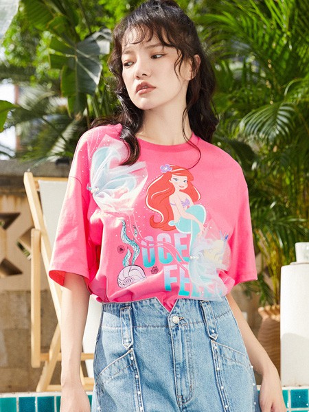 米可芭娜女装2023春夏季粉色T恤