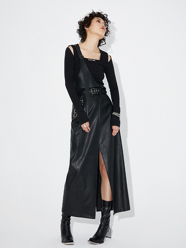 MIMP2023秋冬季黑色包臀裙