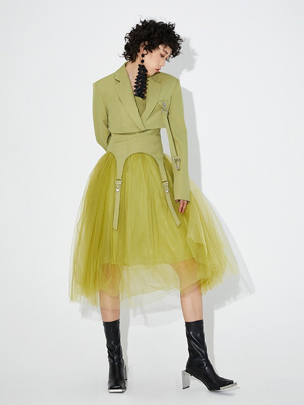 MIMP2023秋冬季绿色纱裙