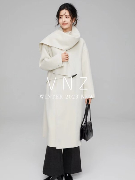 VNZ未挚女装2023秋冬季白色大衣
