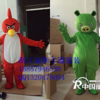 供应愤怒小鸟和小绿猪卡通服装，上海卡通人偶服装，舞台表演服装