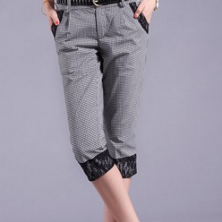 2012夏季最新款时尚英伦风格子显瘦裤子图片