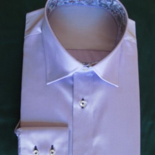 淡紫色衬衫 纯棉120支 配碎花里