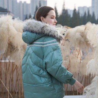 廣州華景國際品牌折扣女裝艾零度毛領系列羽絨服批發