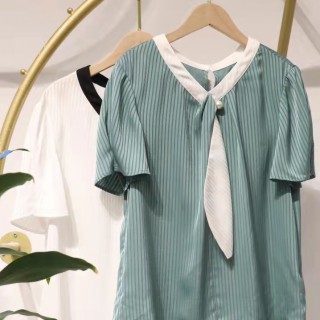 汉派一线品牌【依庄可人】22夏撞色拼接连衣裙时尚小衫两件套
